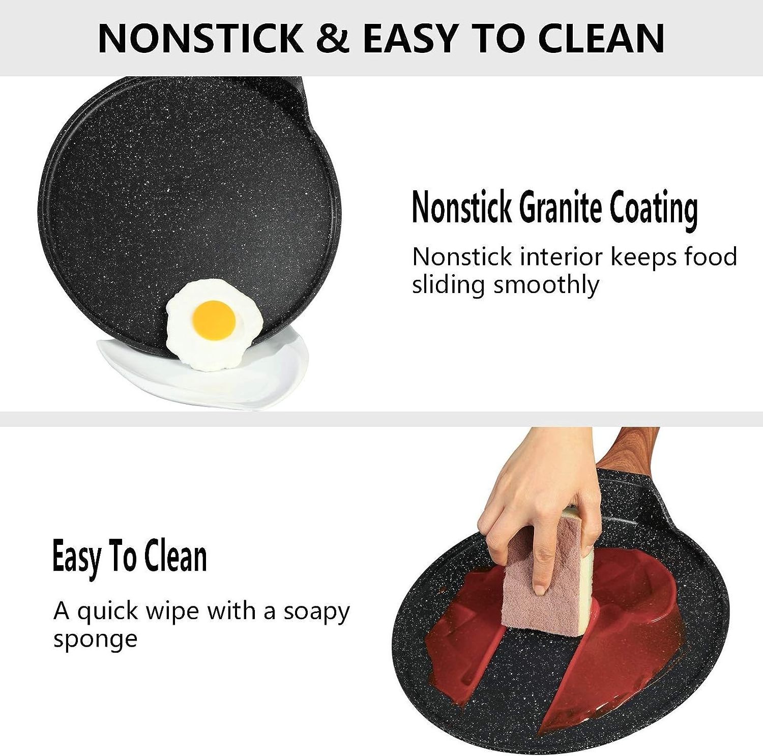 Granite Coating Flat Skillet Tawa Dosa Tortilla Pan Nonstick Crepe Pan with Spreader