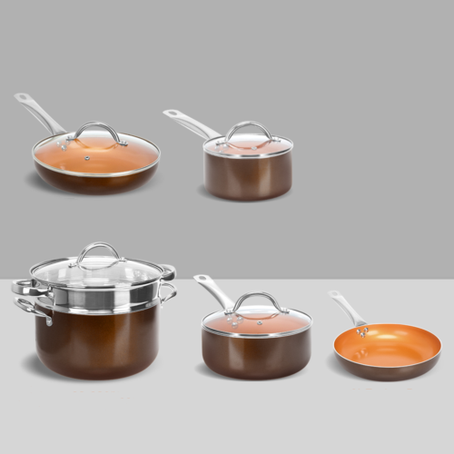 10 pcs  eco-friendly copper ceramic non stick cooking pot and pan