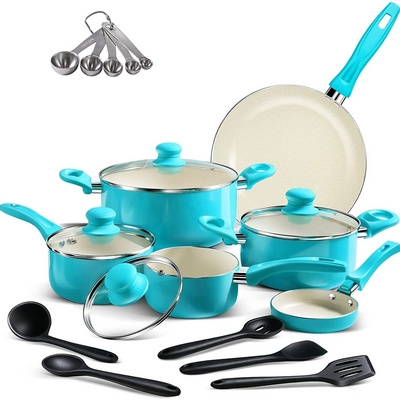 Pressed Aluminum Cooking Pots and Pans 16pcs Kitchen Nonstick Cookware Set Frying Pan Saucepan Cooking Stock Pot With Lid