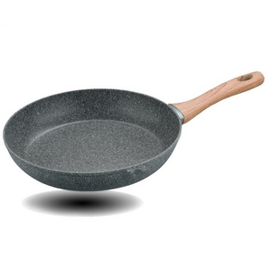 Long-lasting granite eco-friedly frying pan with wooden handle