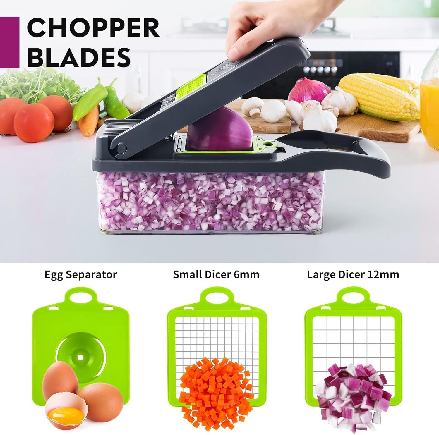 Multifunctional 16 in 1 Food Chopper Kitchen Vegetable Slicer Dicer Cutter Veggie Chopper With 8 Blades With Container