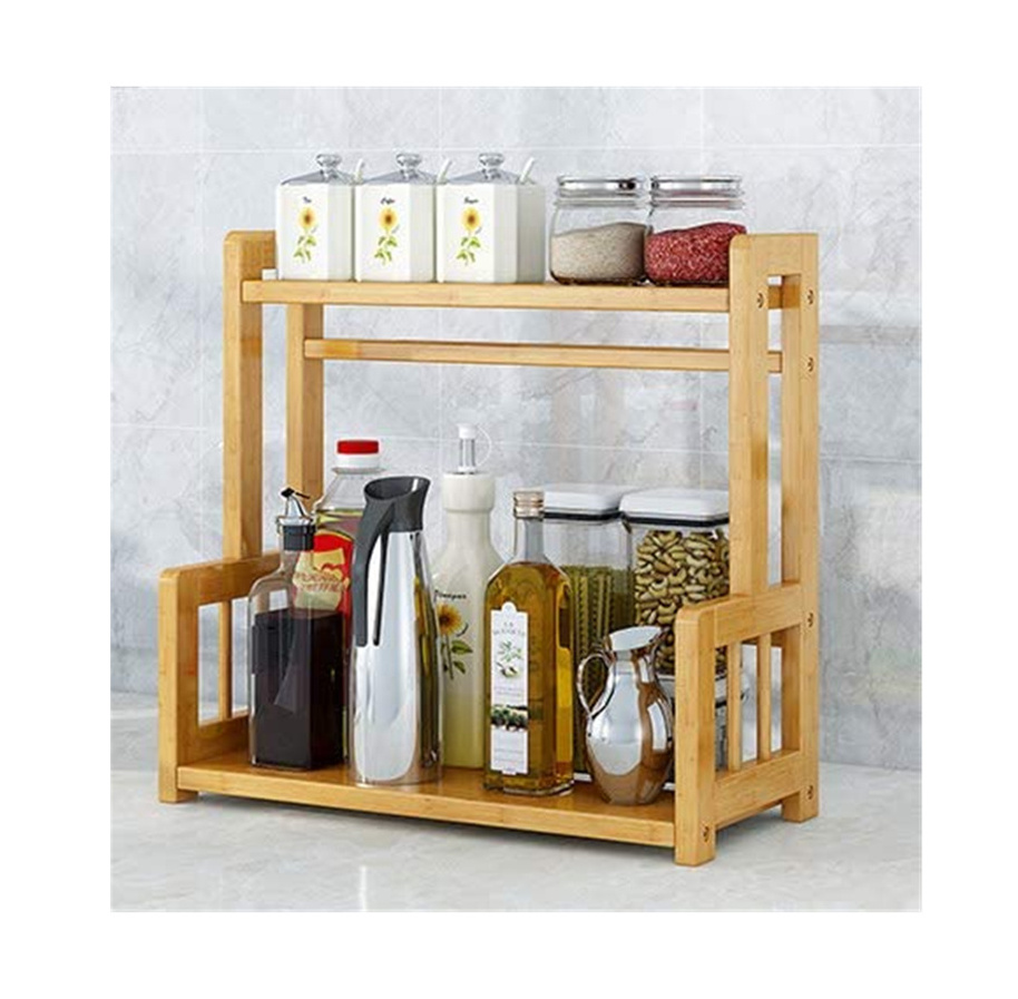 3 Tier Expandable Bamboo Spice Rack Seasoning Organizer for Cabinet Pantry Countertop Kitchen Step Shelf