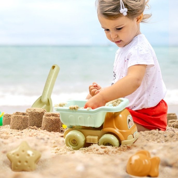 Beach Sand Toy Set Plastic Truck Car for Kids with Bucket and Shovel,Summer Outdoor Travel Playing Beach Toys for Toddler