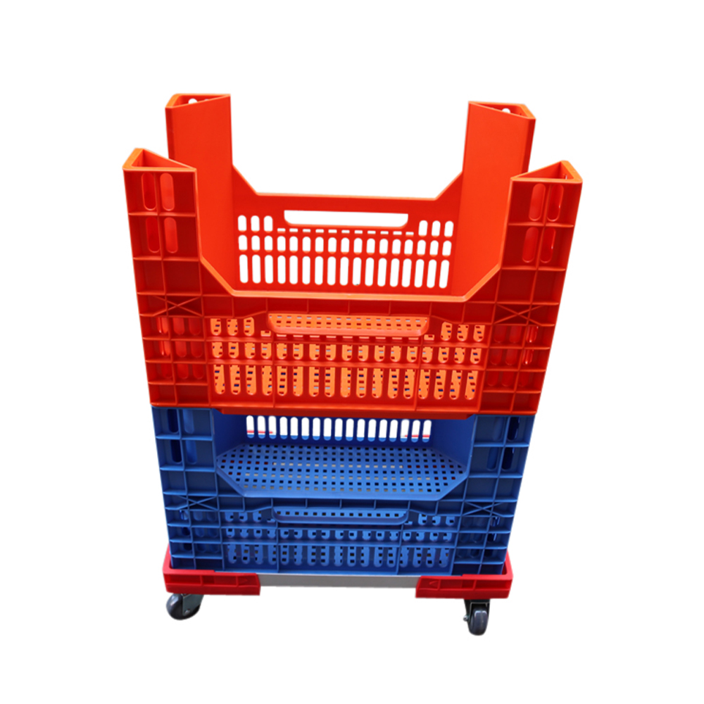 QS Hot Selling Durable Wheeled Crate Plastic Trolley Dolly 4 Wheel Moving Dolly For Industrial