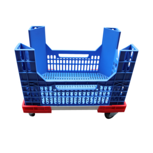 QS Hot Selling Durable Wheeled Crate Plastic Trolley Dolly 4 Wheel Moving Dolly For Industrial