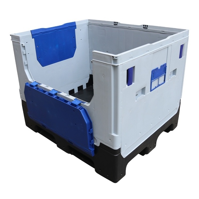 QS Standard size stackable and foldable HDPE plastic pallet box crate for sale