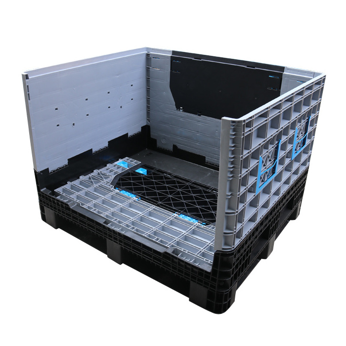 QS Standard size stackable and foldable HDPE plastic pallet box crate for sale