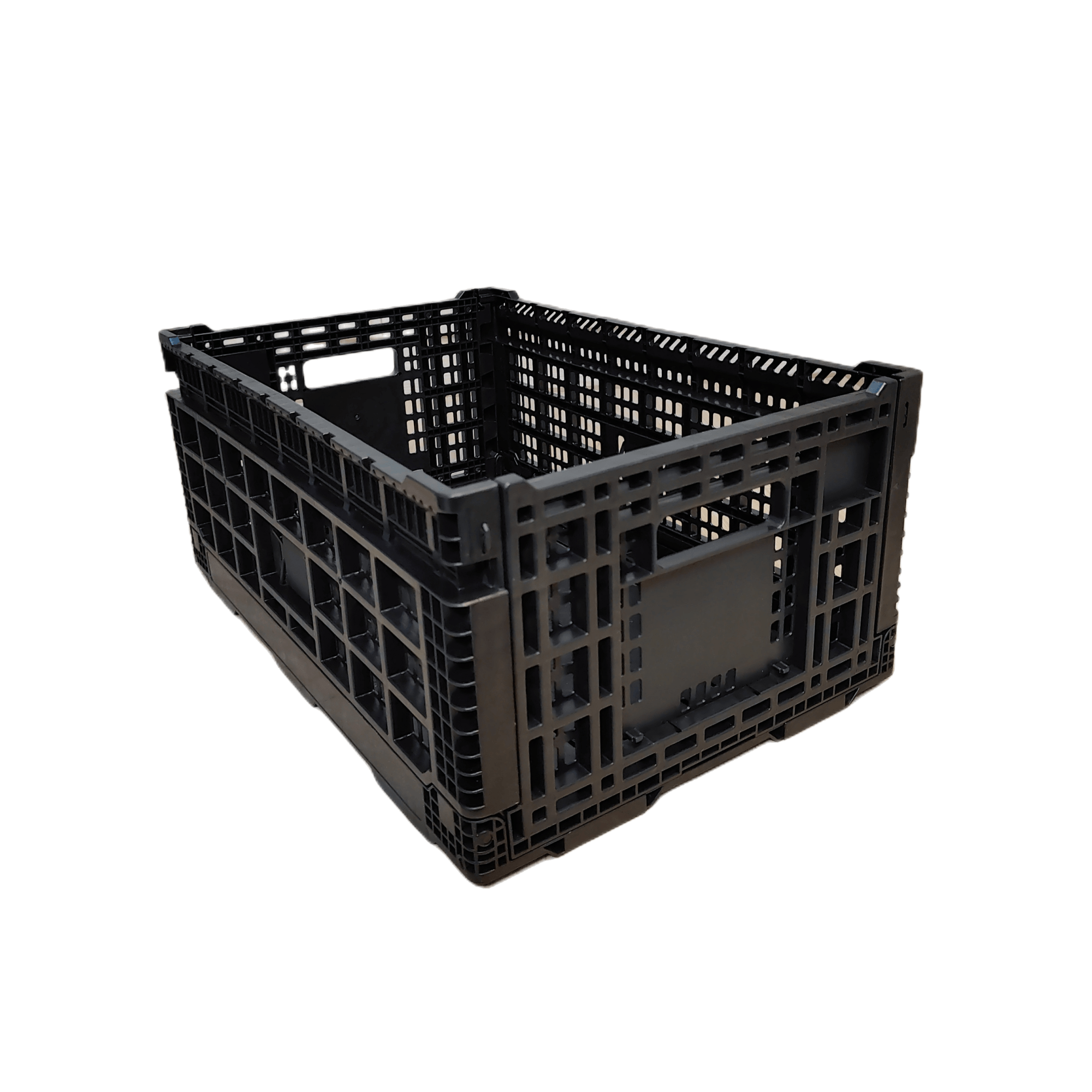 QS Plastic Storage Food Bread Basket Folding Tomato Storage collapsible boxes milk Crate Grape Box Crate Custom Blue Mesh Acid