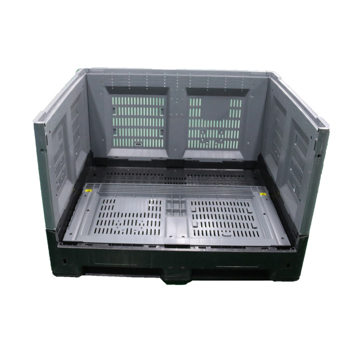 QS Standard size stackable and foldable HDPE plastic pallet box crate for sale