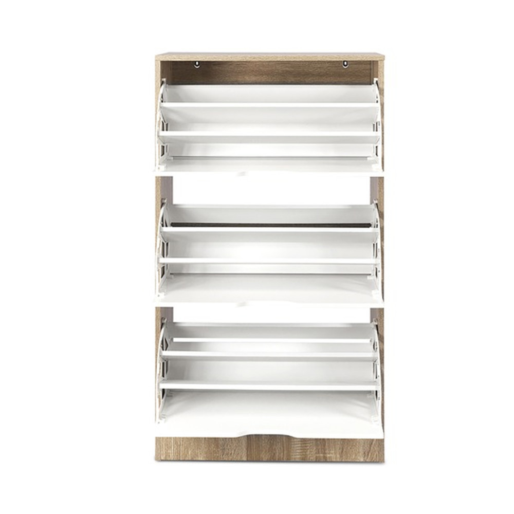 Wholesale Price Natural Freestanding Shoe Storage Organizer Slim Flip Down Wood Shoe Rack Shoe Cabinet for Entryway