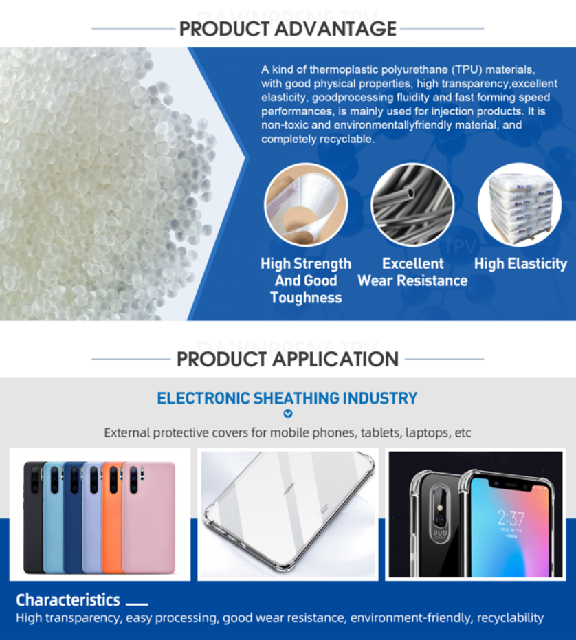 TPU TPE thermoplastic polyurethane tpu virgin clear pellets for phone case and caster based polyester and polyether type