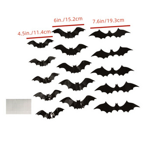 3D Black PVC Bat-eerie wall decoration that is reusable, requires no power and is easy to install