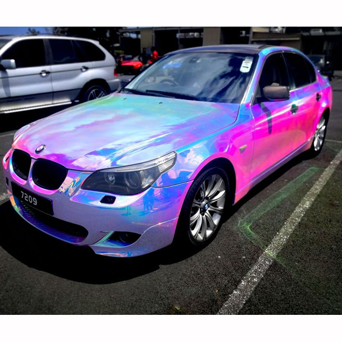 YJ-DEREK Holographic Rainbow Mirror Chrome Vinyl Stickers Car Decal