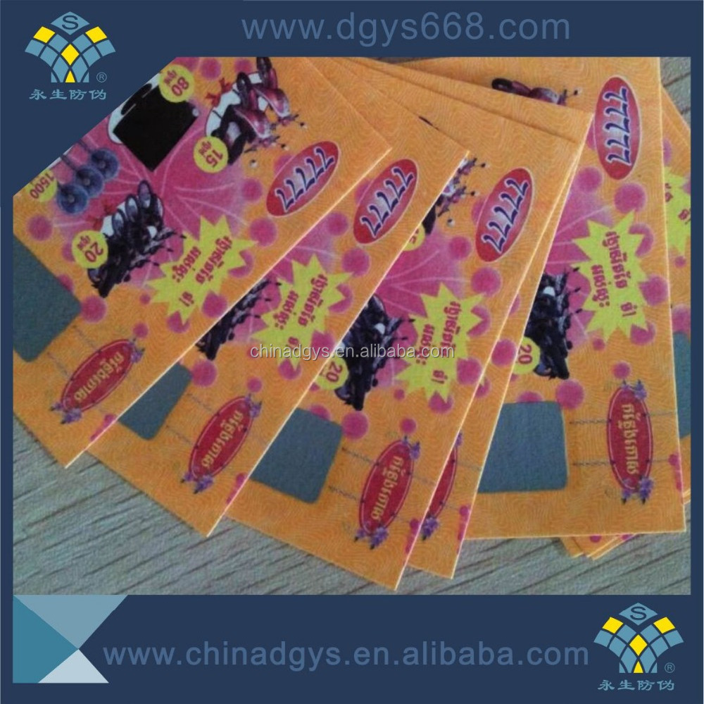 Customized high quality scratch off lucky game/pull tabs cards with sequence code for promotion/marketing