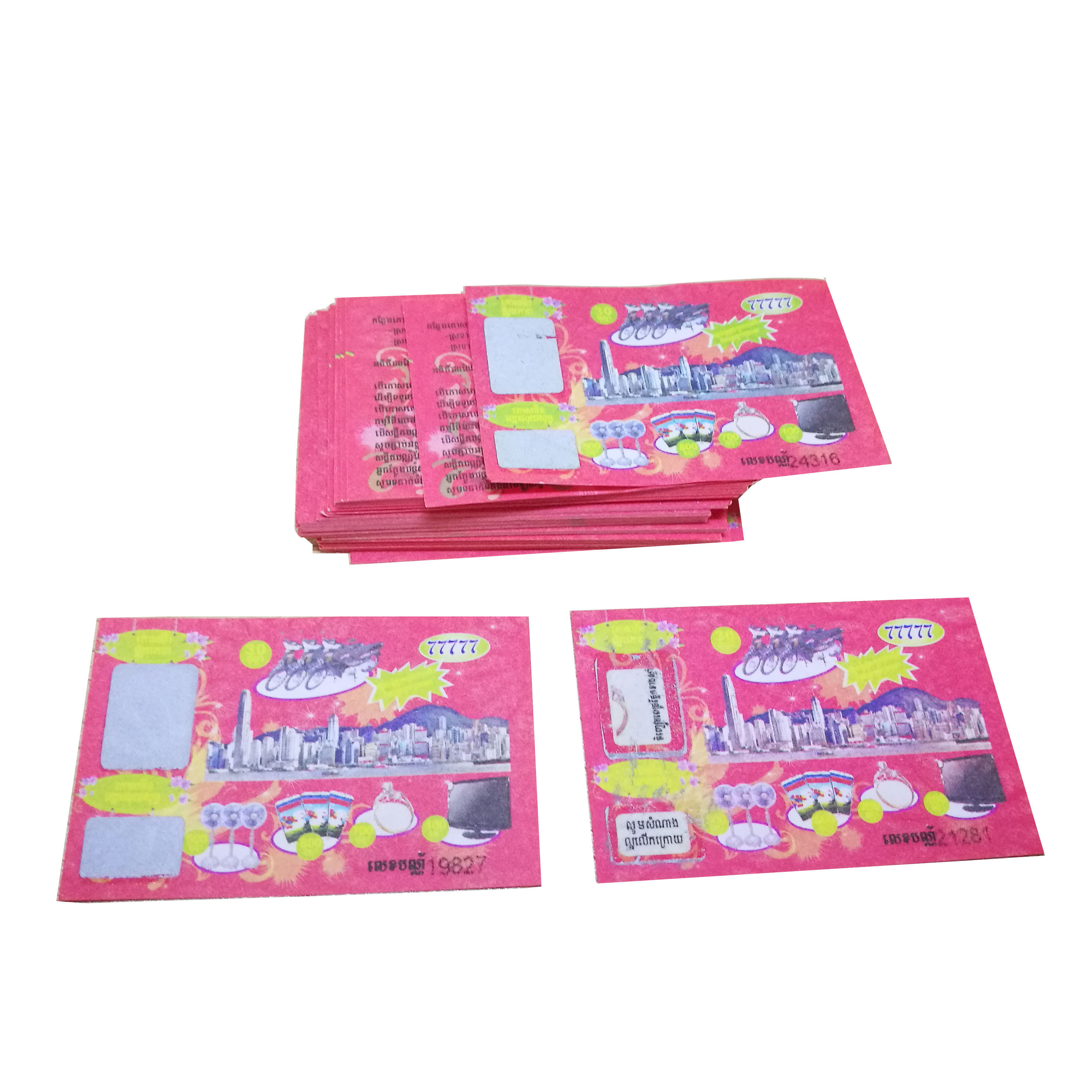 Customized high quality scratch off lucky game/pull tabs cards with sequence code for promotion/marketing