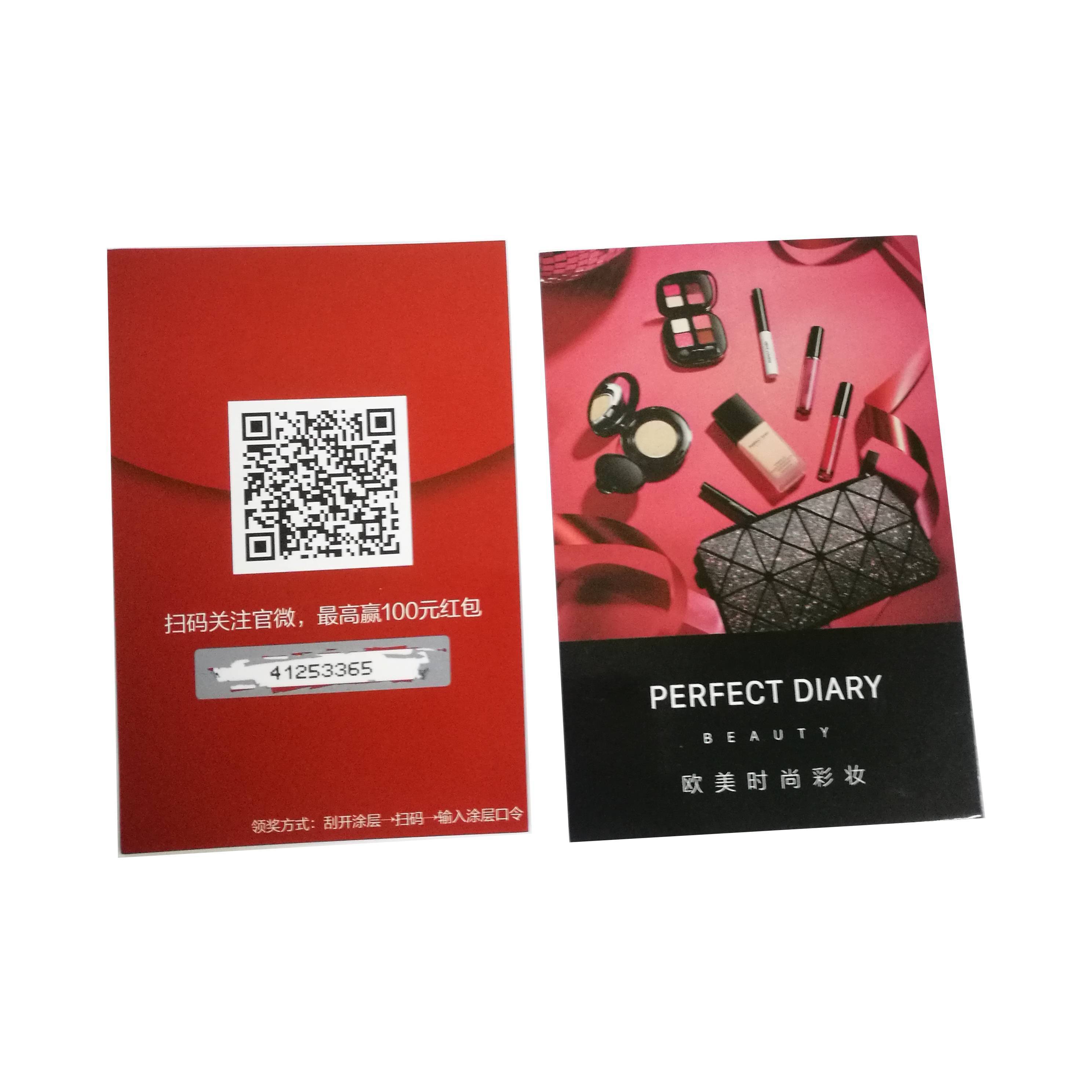 Customized high quality scratch off lucky game/pull tabs cards with sequence code for promotion/marketing