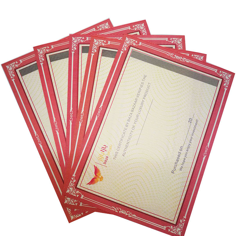 Anti-counterfeiting Hologram strip Security Line Certificate Paper Tickets jewelry certificate