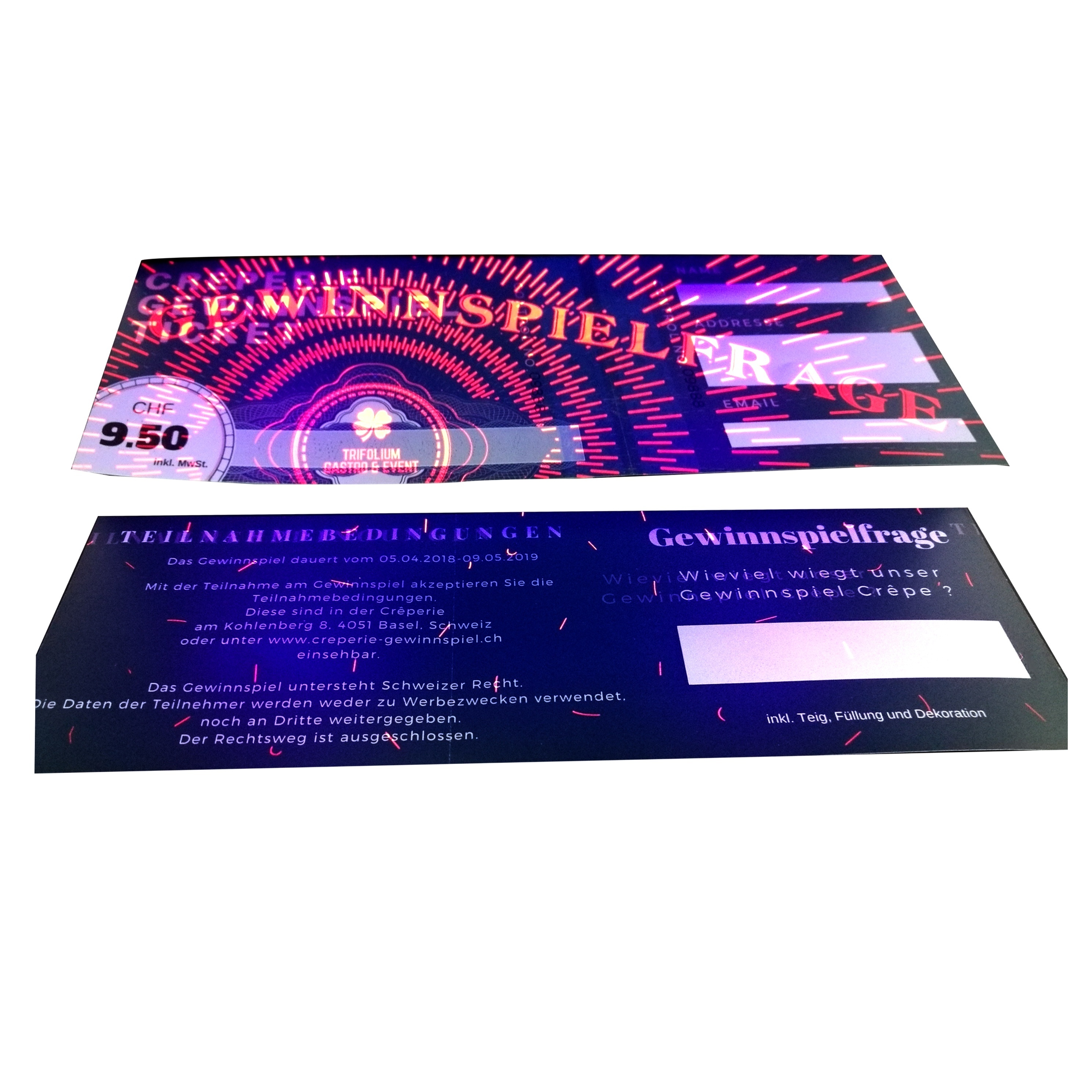 custom entrance tickett/watermark paper printing with invisible ink