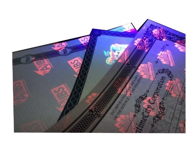 Custom anti-counterfeiting printing hologram certificate paper