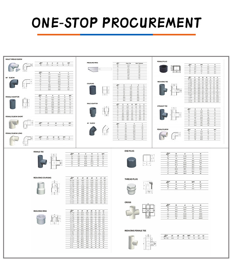 PVC Pipes and Fittings Water pvc 90 degree elbow UPVC pvc plastic pipe 45 Degree Elbow