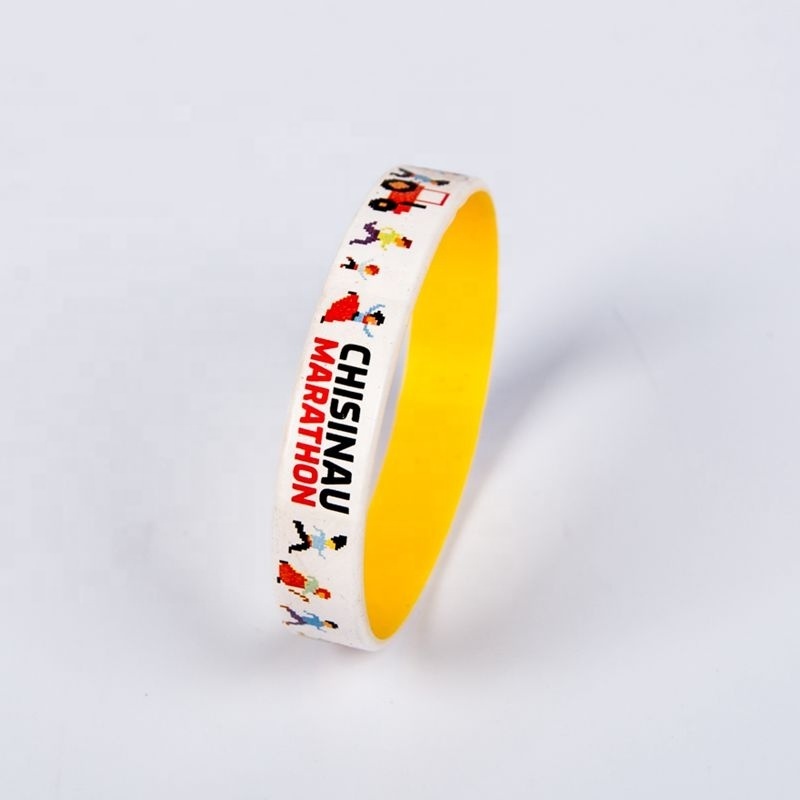 Two Tone Rubber 2 Layer Bracelets Black Custom Wrist Band Double Sided Silicone Wristband