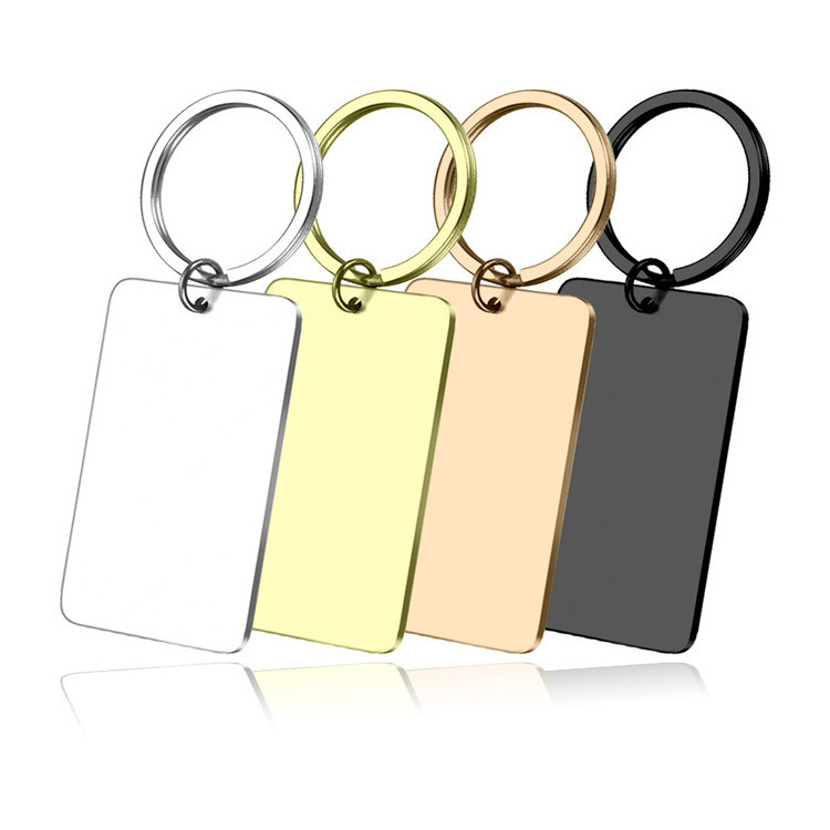 QR Dog Tag  Keyring Custom Sublimation Key Chain Stainless Steel Stamping Blanks Rectangle Keychain