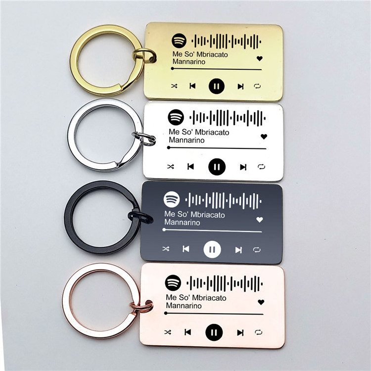 QR Dog Tag  Keyring Custom Sublimation Key Chain Stainless Steel Stamping Blanks Rectangle Keychain