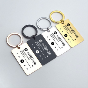 QR Dog Tag  Keyring Custom Sublimation Key Chain Stainless Steel Stamping Blanks Rectangle Keychain