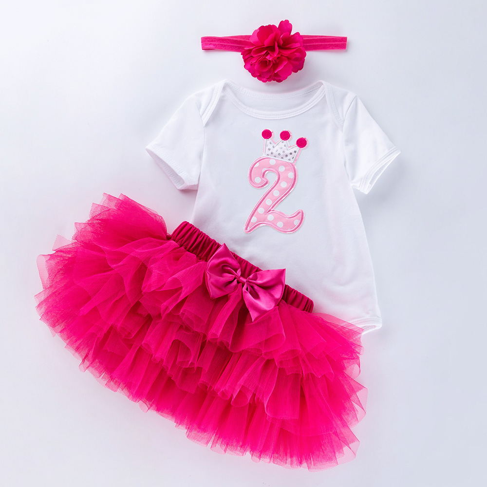 Fashion newborn baby clothes dress 3 piece girls birthday tutu dress girl dress outfits for kids