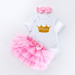 New wholesale baby girl outfits 1st 2nd birthday dress cute princess tutu skirt romper dress set