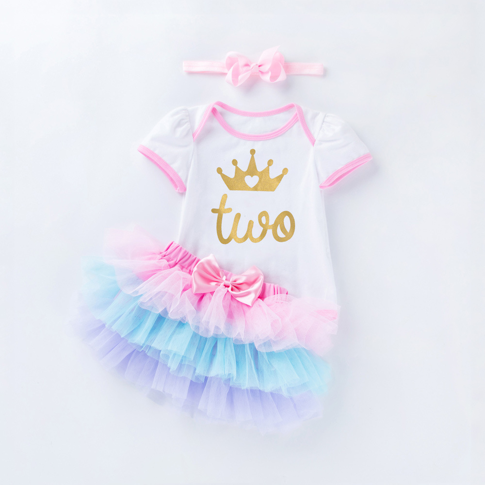 New wholesale baby girl outfits 1st 2nd birthday dress cute princess tutu skirt romper dress set