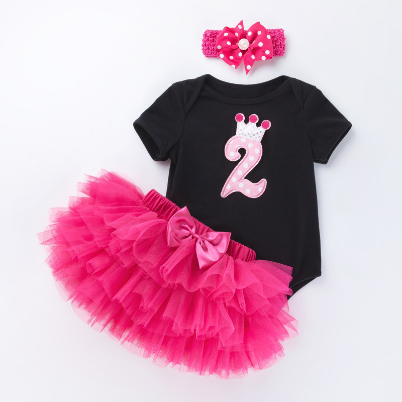 Fashion newborn baby clothes dress 3 piece girls birthday tutu dress girl dress outfits for kids