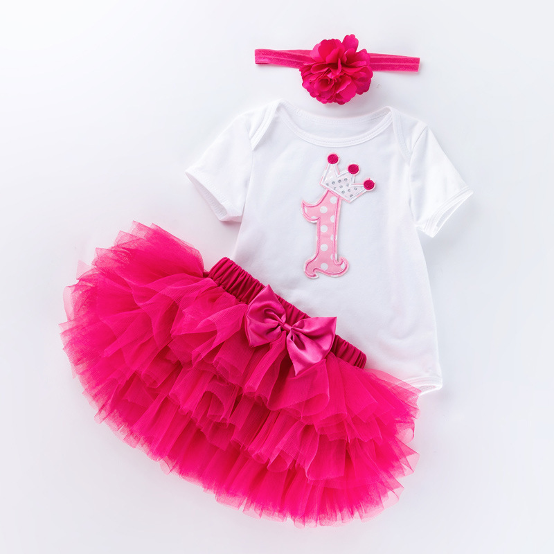 Fashion newborn baby clothes dress 3 piece girls birthday tutu dress girl dress outfits for kids