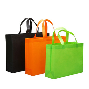 Cheap customized logo printed reusable supermarket packaging grocery non woven shopping bags tote carry eco-friendly bags