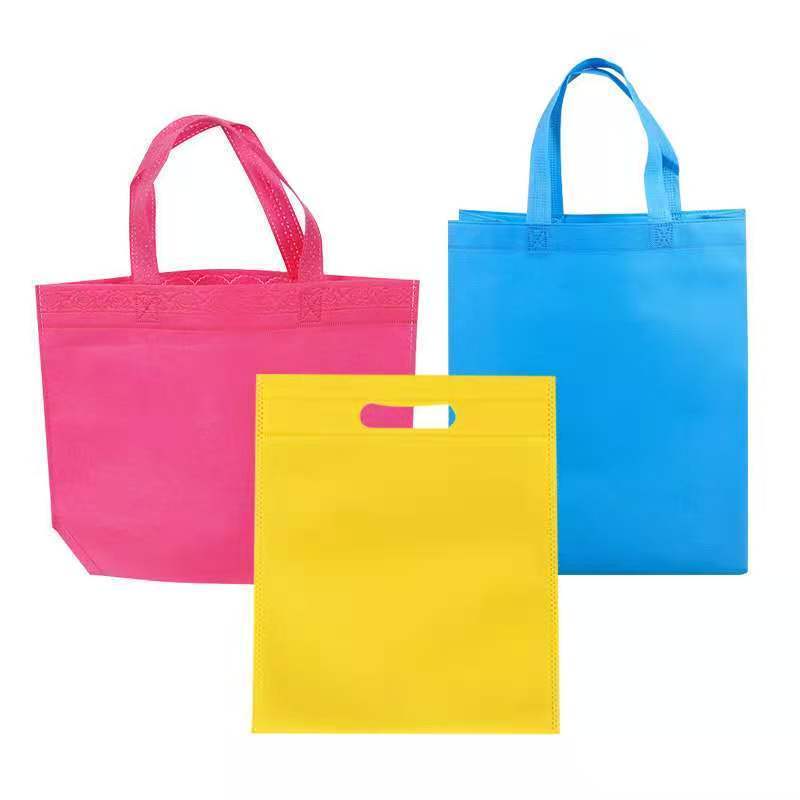 Cheap customized logo printed reusable supermarket packaging grocery non woven shopping bags tote carry eco-friendly bags