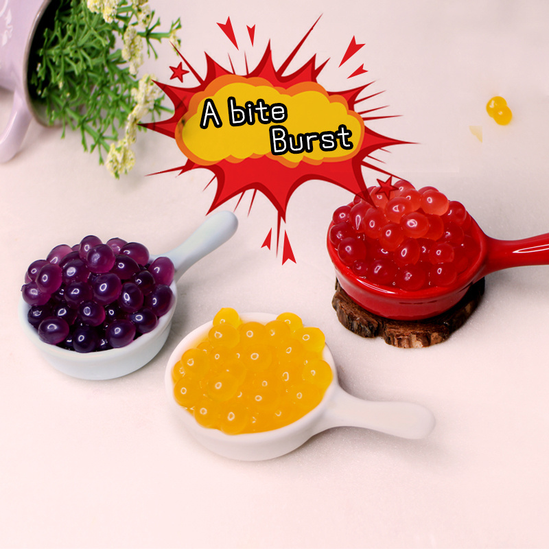 Doking High Quality Iso Haccp Blueberry Flavor Bursting Boba Fruit Juice Popping Boba for Bubble Tea with Blueberry Flavor