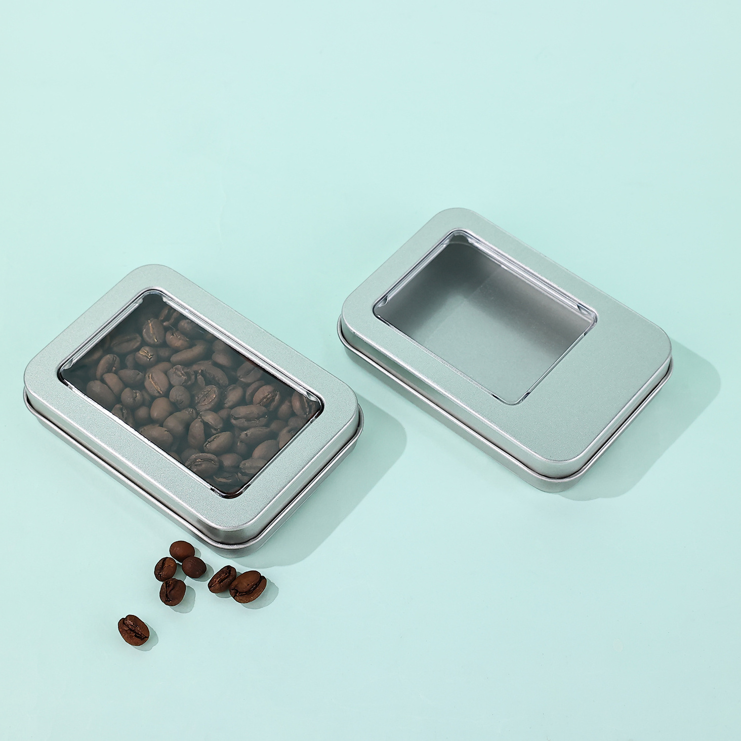 Source Factory Wholesale Price Rectangular Tin Box Coffee Cookie tea packaging tin metal can food grade tinplate tin with window