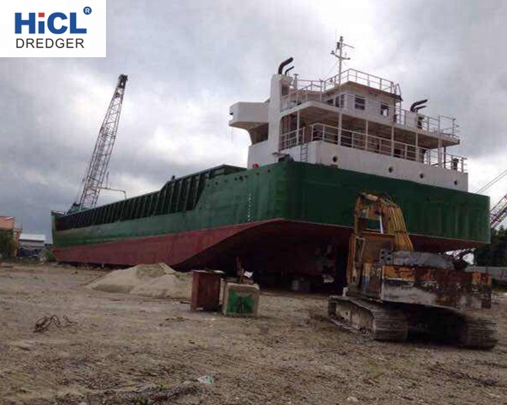 300T sand transportation barge/ship/boat/vessel with belt conveyor made by China shipyard