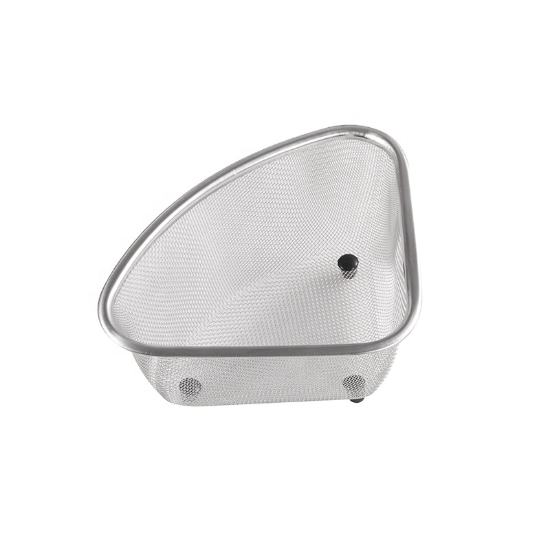 Home and Kitchen Accessories Stainless Steel Triangle Shape Over The Sink Colander Kitchen Strainer Basket