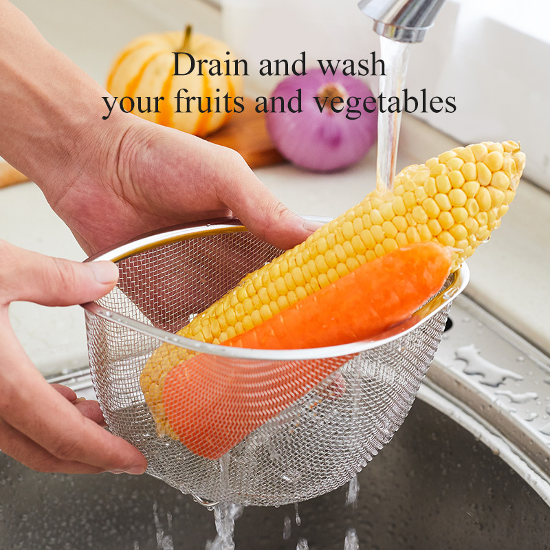 Home and Kitchen Accessories Stainless Steel Triangle Shape Over The Sink Colander Kitchen Strainer Basket