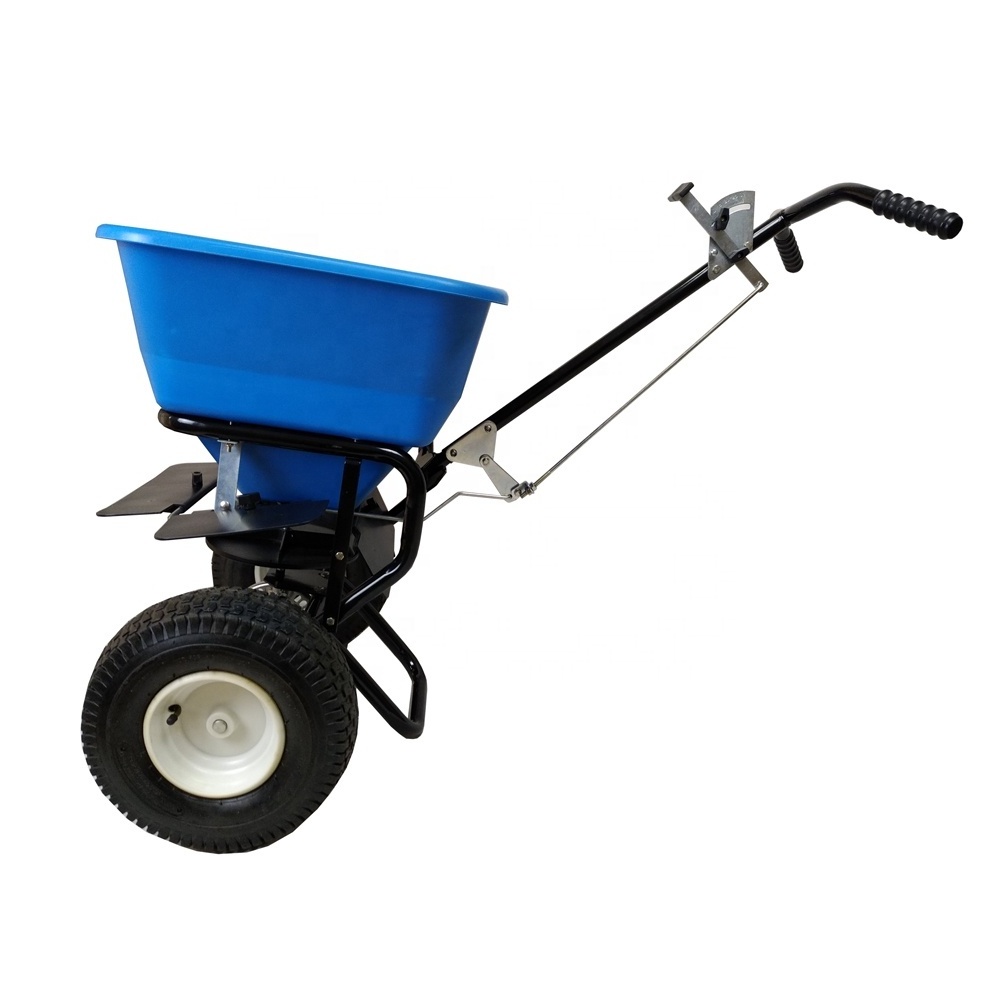 90LB WALK BEHIND SPREADER WITH METAL GEAR FOR FERTILIZER  GRASS SEEDS SALT