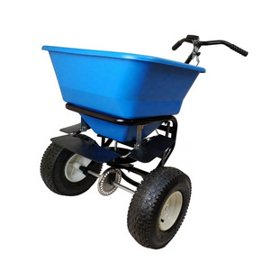 90LB WALK BEHIND SPREADER WITH METAL GEAR FOR FERTILIZER  GRASS SEEDS SALT