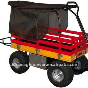 Children Wooden Wagon with Canopy