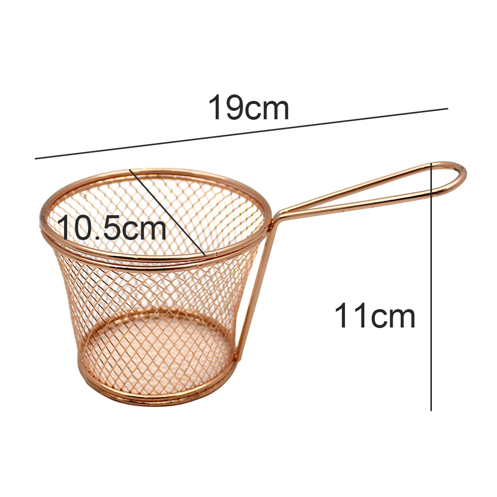 Multifunctional Copper-Colored Iron Fries Basket Non-Stick Air Fryer for Kitchen Functional French Fries Basket