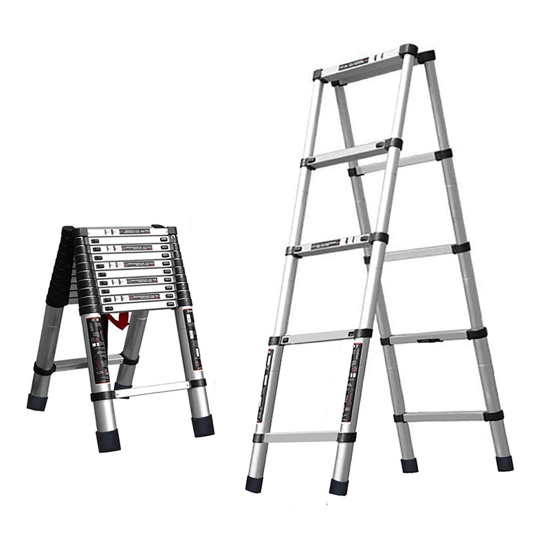 Folding Stairs 2.8M Herringbone Ladder Double Side A Type Foldable Telescopic Aluminum Step Ladder