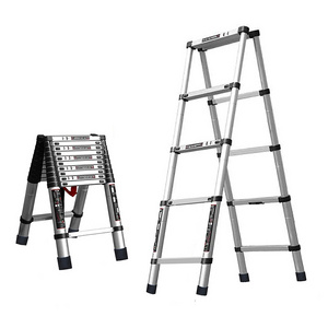 Folding Stairs 2.8M Herringbone Ladder Double Side A Type Foldable Telescopic Aluminum Step Ladder