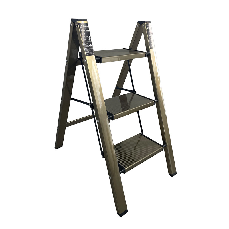 Light and Handy Super 3 Step Portable Aluminium Custom Household Folding Ladders with Wide Step