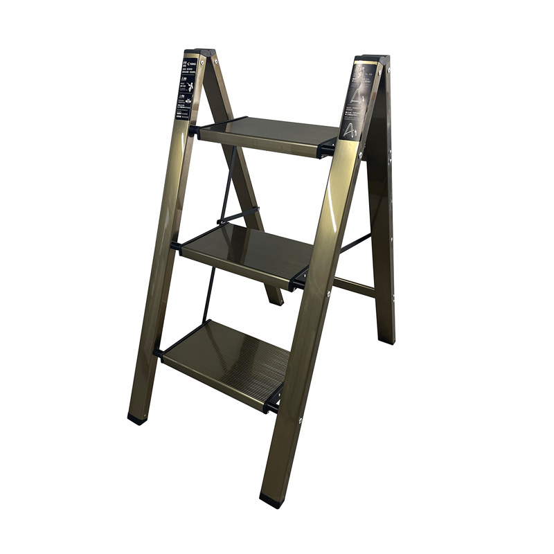 Light and Handy Super 3 Step Portable Aluminium Custom Household Folding Ladders with Wide Step