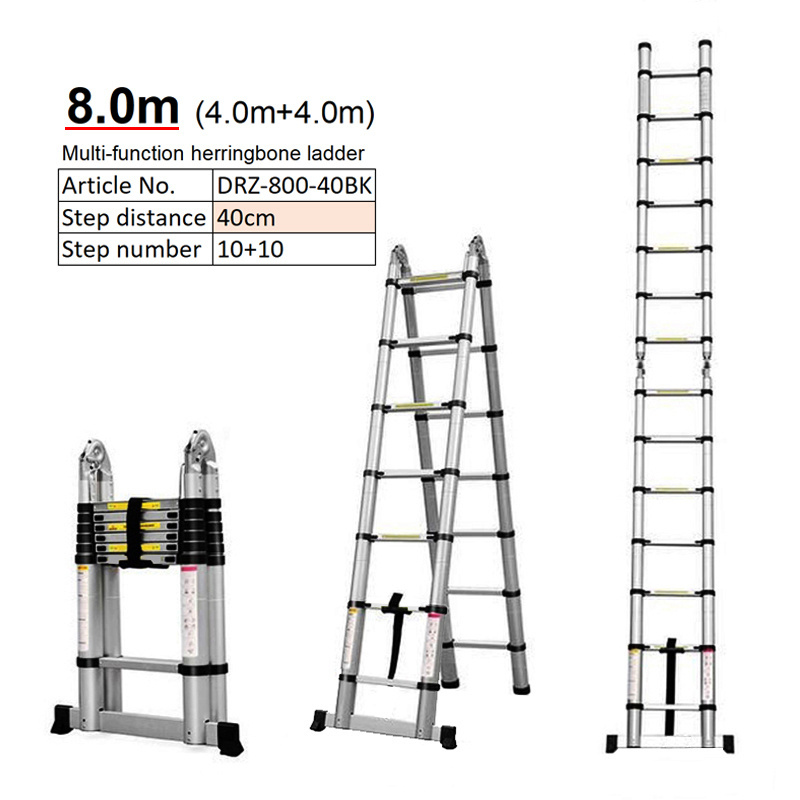 Hot Selling 8.0m 26FT Multi Use Step Aluminum Ladder Folding Portable Fire Ladder