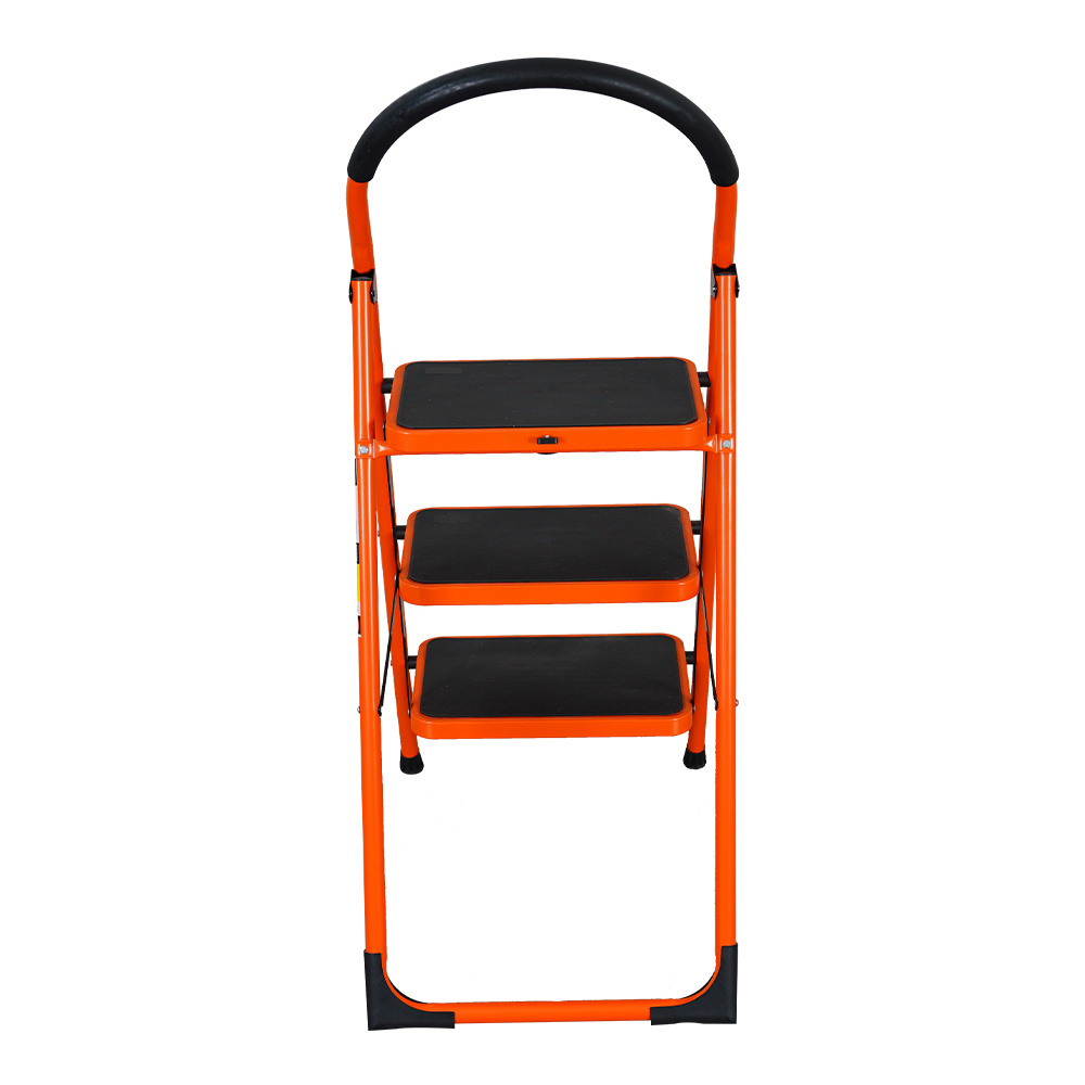 Factory manufacturing Anti-Slip Big Hinge 3 Step Folding Steel Step Stool  ladders with Wide Pedal